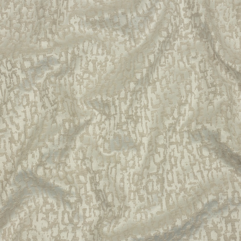 Cotton and Recycled Polyester Drapery Jacquard – Ivory Bark-Like Abstract – British Imported