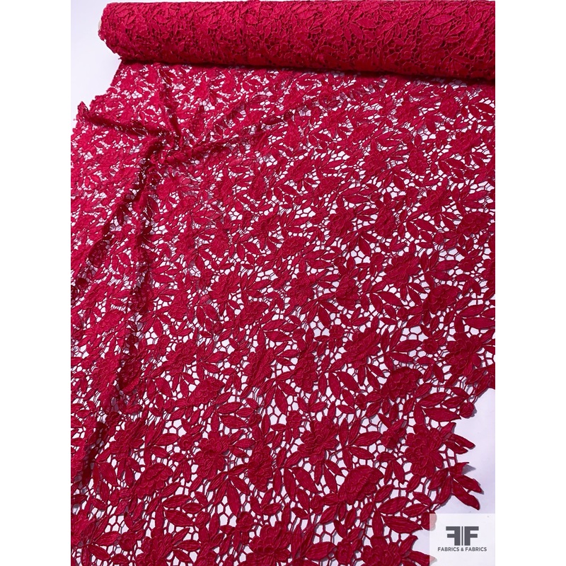 Floral Guipure Lace – Red Fabric by the Yard