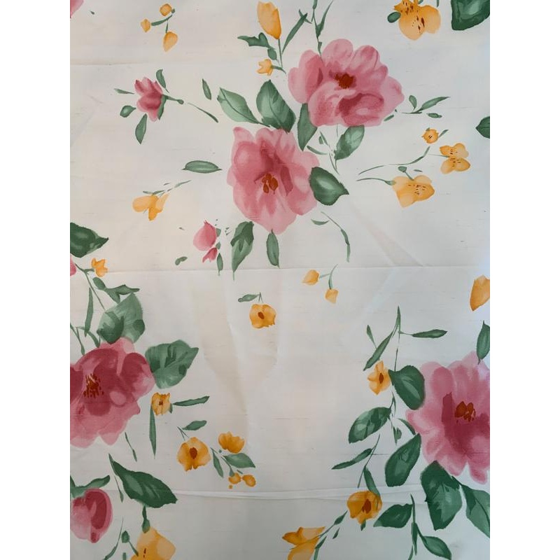 Gentle Watercolor Floral Printed Fine Silk Shantung – Baby Pink / Dark Pink / Green / Orange Fabric by the Yard