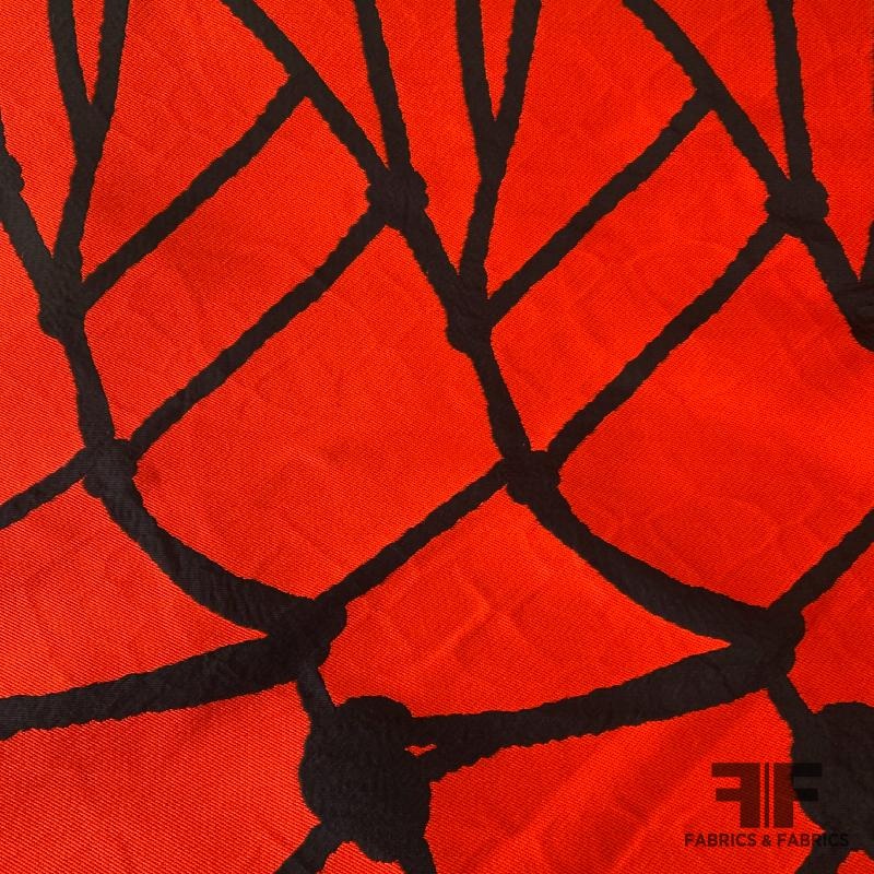 Italian Abstract Heavy-Weight Brocade – Red/Black Fabric by the Yard