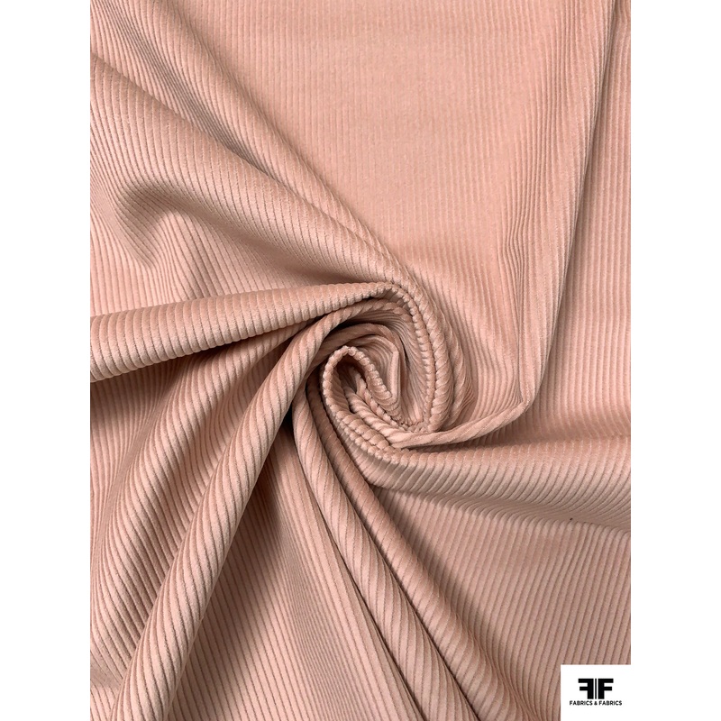 Italian Solid Wide Wale Cotton Corduroy – Blush Peach Fabric by the Yard