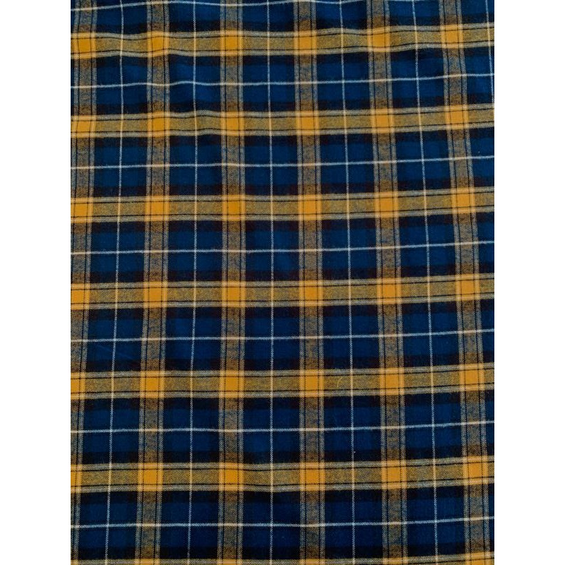 Plaid Flannel Yarn-Dyed Cotton Shirting – Yellow / Teal Fabric by the Yard