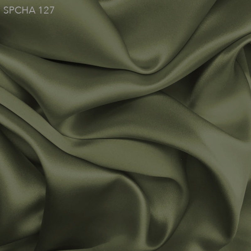 Silk Charmeuse – Khaki Green Fabric by the Yard