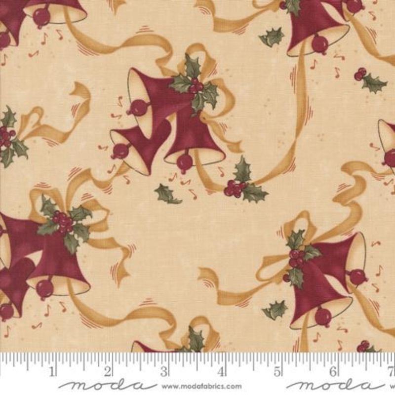 Vintage Christmas by KT  –  59781-11 Christmas Bells – Ribbon – Holly – Tan