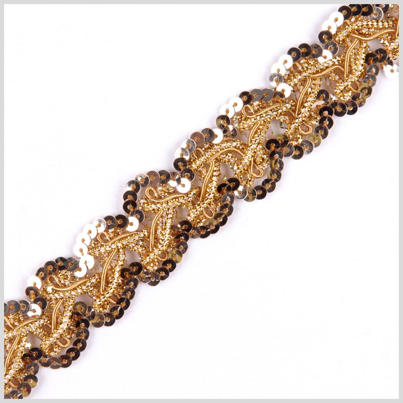 Antique Gold/White Gold Fancy Sequin Trim