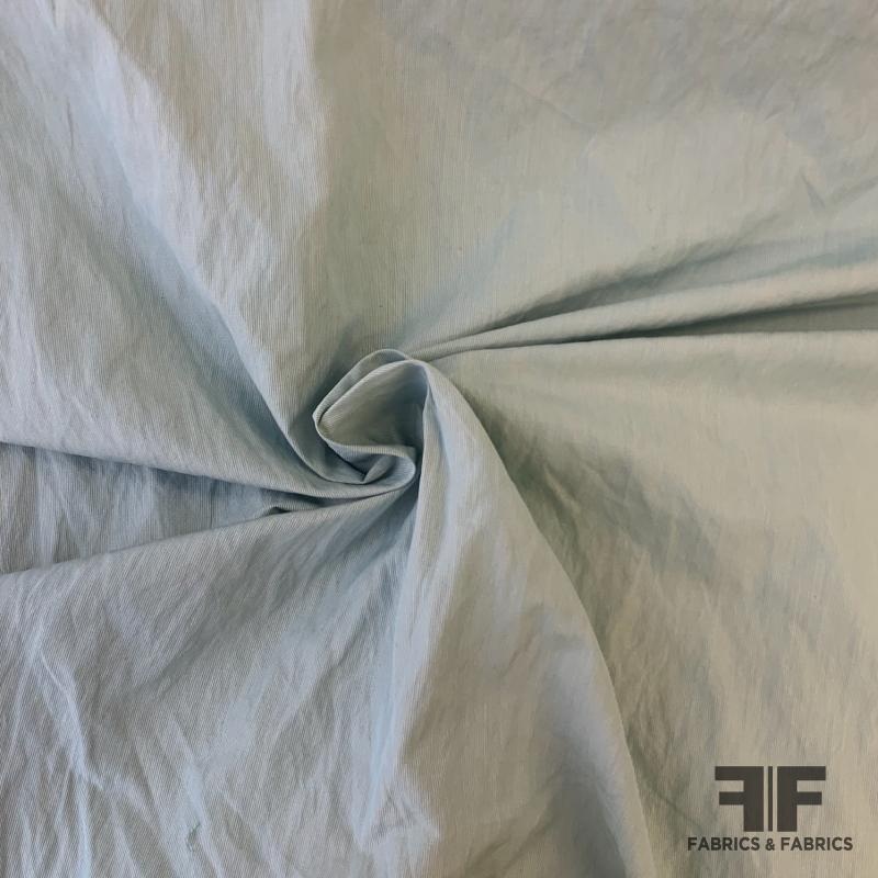 Italian Subtle Striped Cotton Faille-Chambray – Seafoam/Yellow Fabric by the Yard