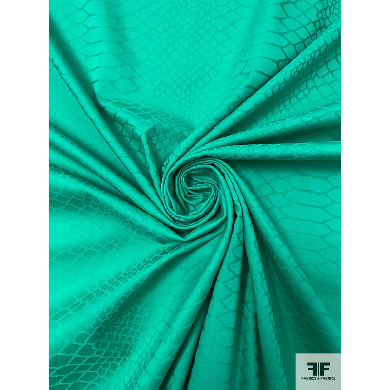 Reptile Pattern Stretch Jacquard Cotton Twill – Jade Green Fabric by the Yard