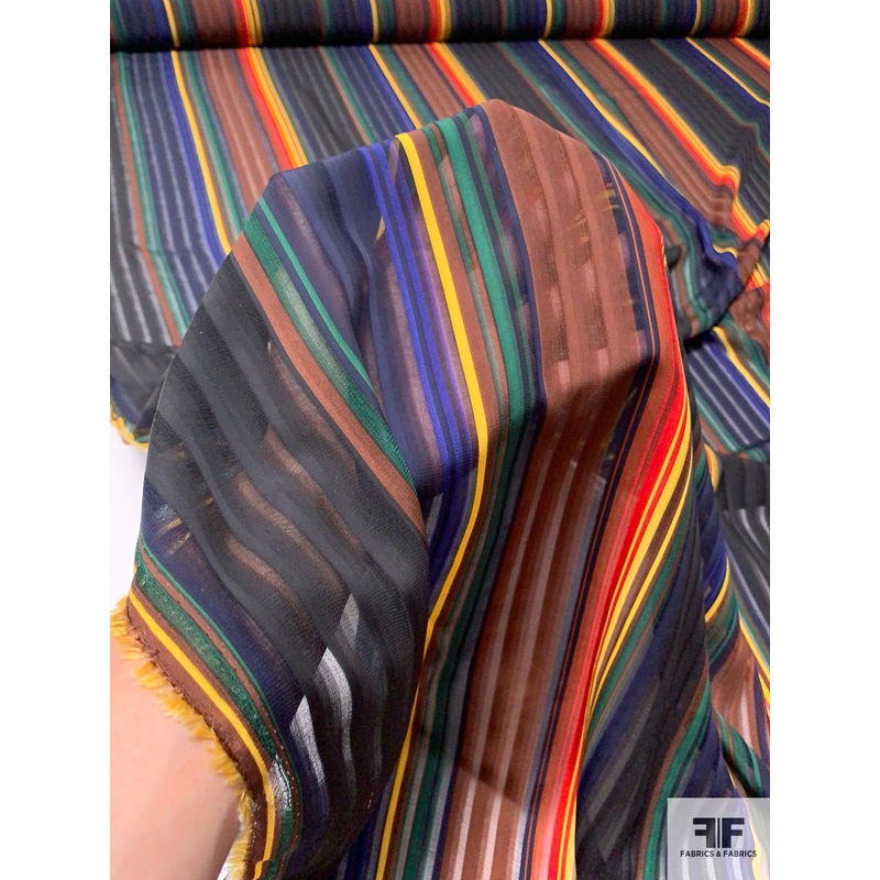 Vertical Shadow Striped Polyester Chiffon – Multicolor Fabric by the Yard