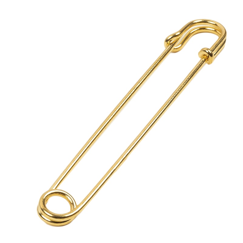 Vintage Czech Gold Large Decorative Safety Pin – 3.25″