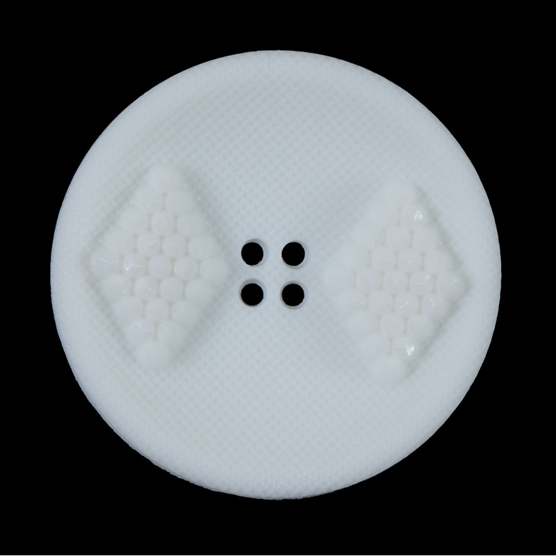 White Raised Textured 4-Hole Button – 54L/34mm