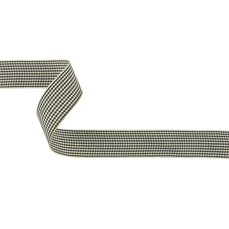Black and Cream Houndstooth Check Woven Ribbon – 1″