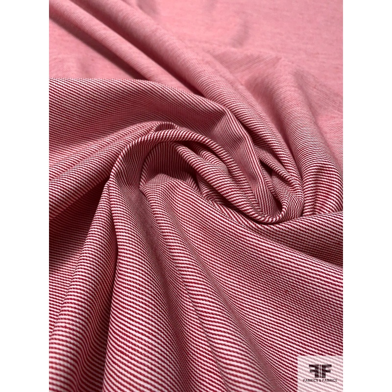 Horizontal Microstriped Yarn-Dyed Heavy Cotton Shirting – Red / White Fabric by the Yard