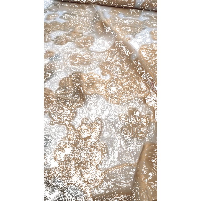 Italian Regal Floral Design Clip Organza – Gold / Mint / Off-White Fabric by the Yard