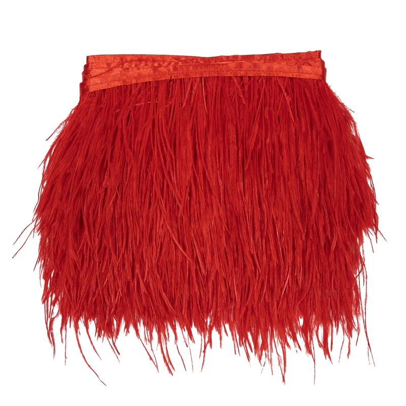 Ostrich Feather Fringe Trim 5″ Single Ply – Red – Aviana Collection