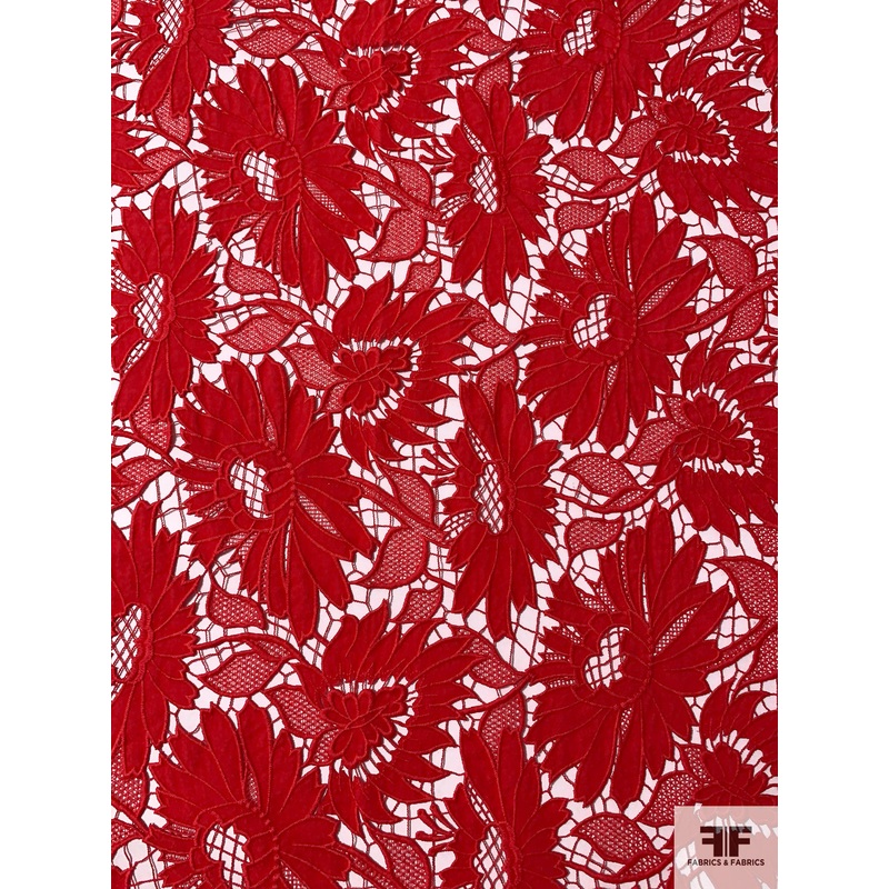 Pamella Roland CDC-Based Lightweight Guipure Lace – Red Fabric by the Yard