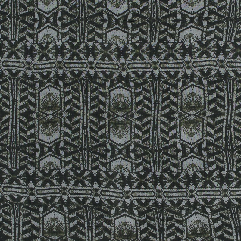 Rifle Green Tribal Printed Silk Chiffon