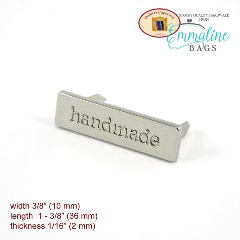 Metal Bag Label: “handmade” in Nickel