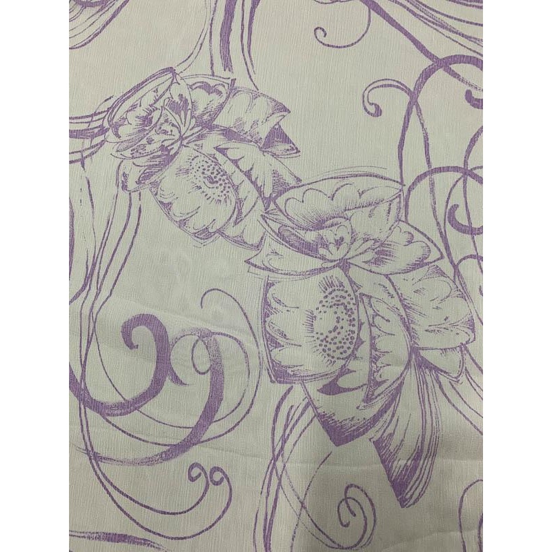 Romantic Sunflower Printed Crinkled Silk Chiffon – Lavender / Off- White Fabric by the Yard