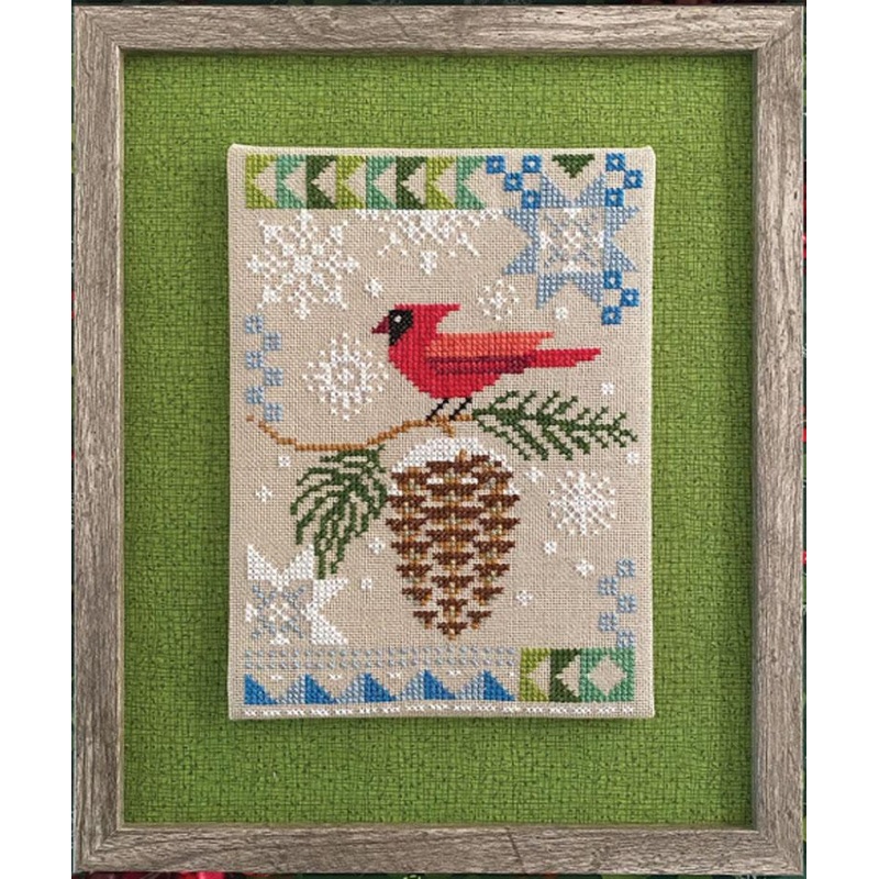 Seasonal Courier: Cardinal’s Winter – KIT –  Includes Pattern, Cloth, Floss & Fabric