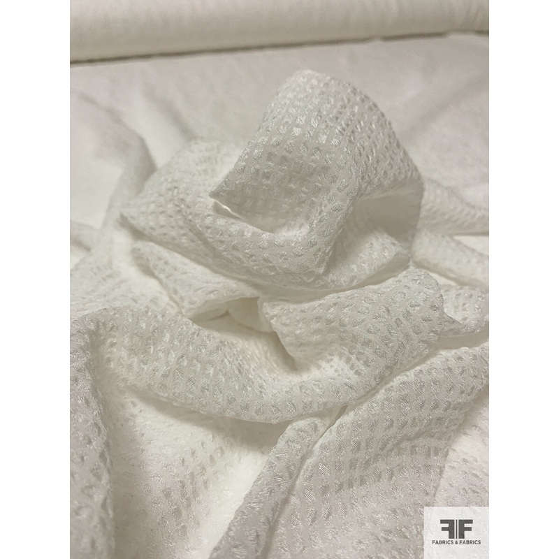 Seersucker Polyester Chiffon – Light Ivory Fabric by the Yard