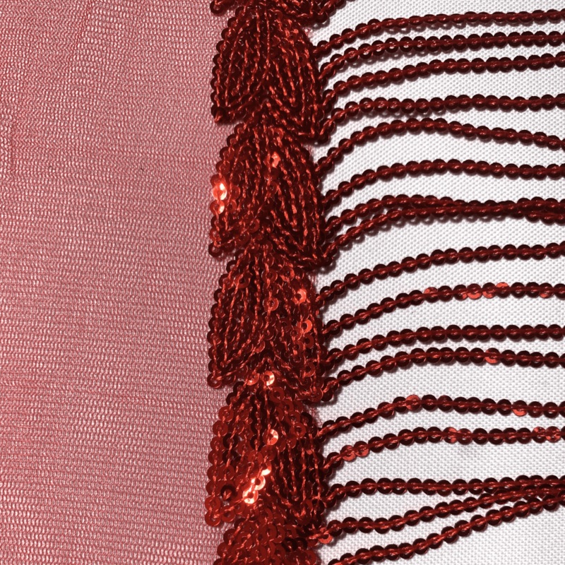 Sequin Fringe – 25mm | Red (Per Met)
