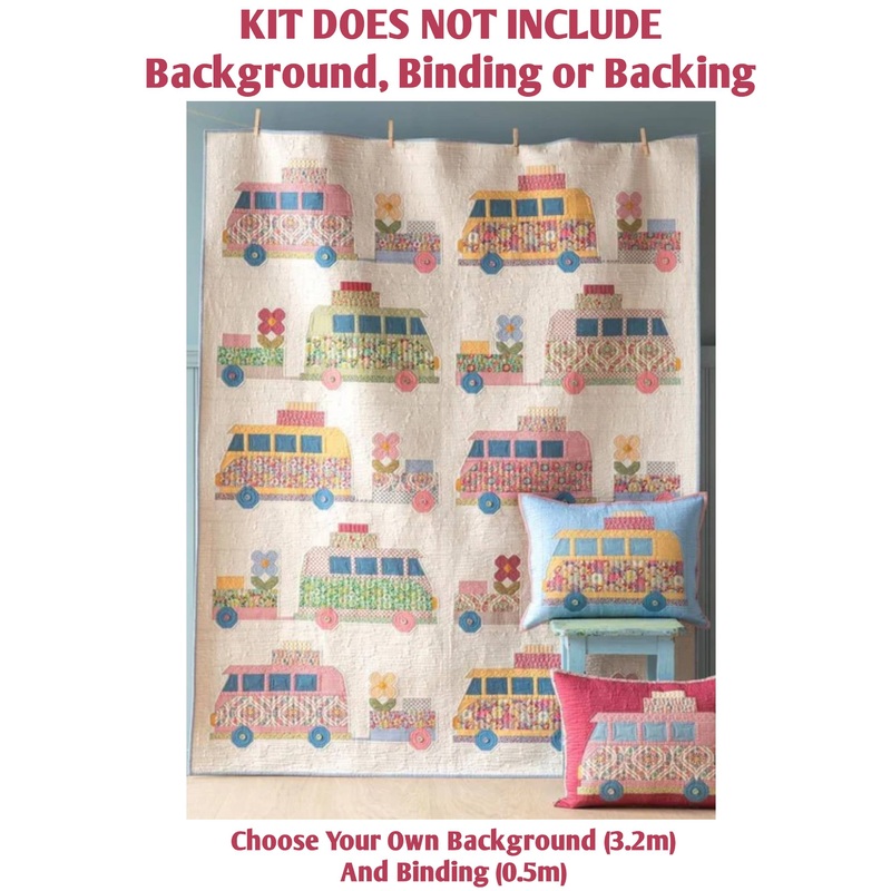 Tilda Wallflower – Campervan Quilt – NO BACKGROUND – 58″x74″ – Incl. Pattern