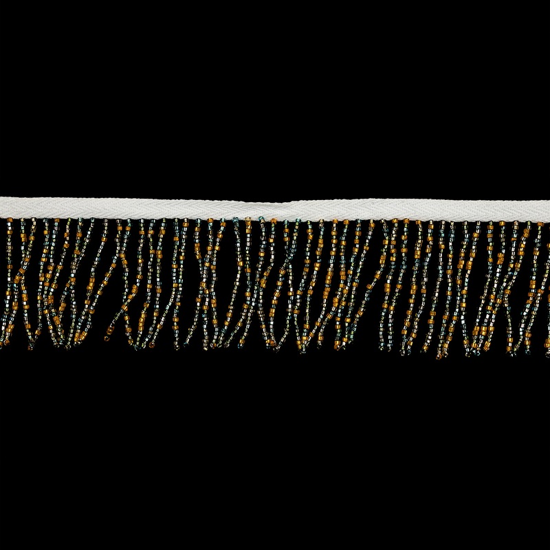 Vintage Multicolored and White Seed Beaded Chainette Fringe – 2″
