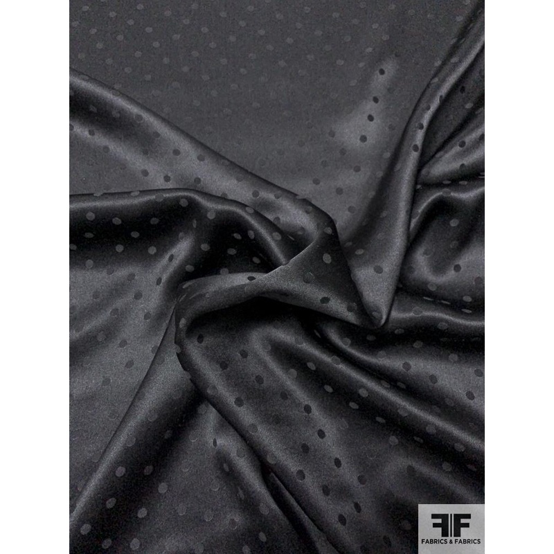 Classic Polka Dot Silk Jacquard – Black Fabric by the Yard