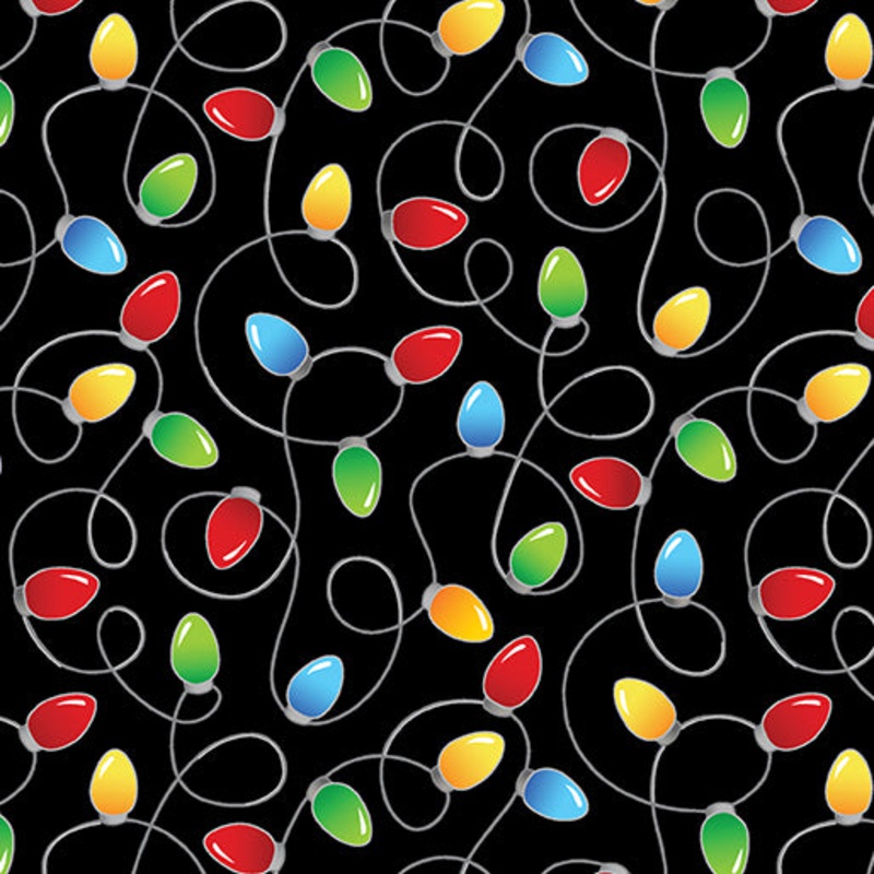 Country Christmas Holly Jolly Lights Black