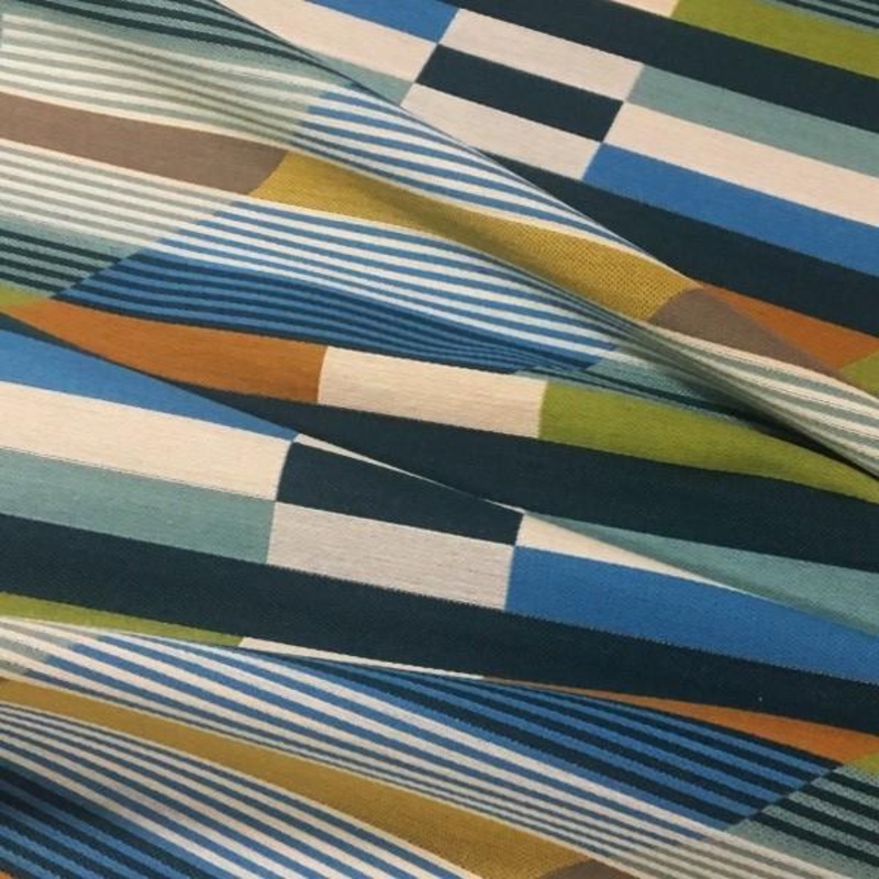 Designtex Queue Tidal Geometric Stripe Blue Upholstery Fabric Order Product