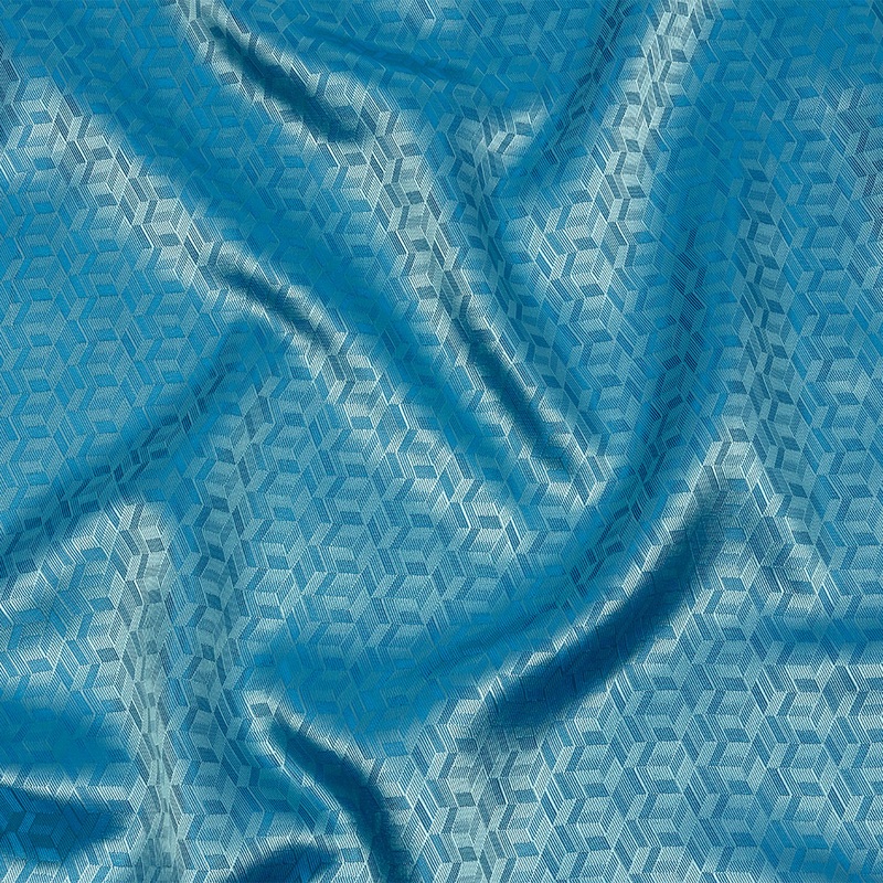 Geometric Jacquard Lining – Country Blue and Aqua Bi-Color