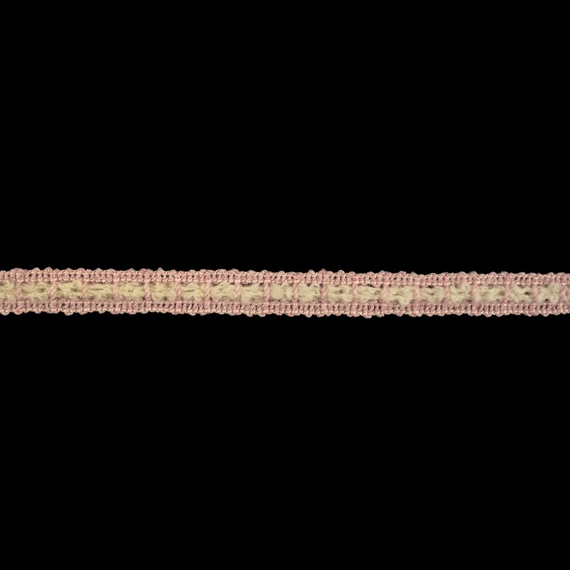 Pink and Cream Wool Crocheted Trim – 0.375″