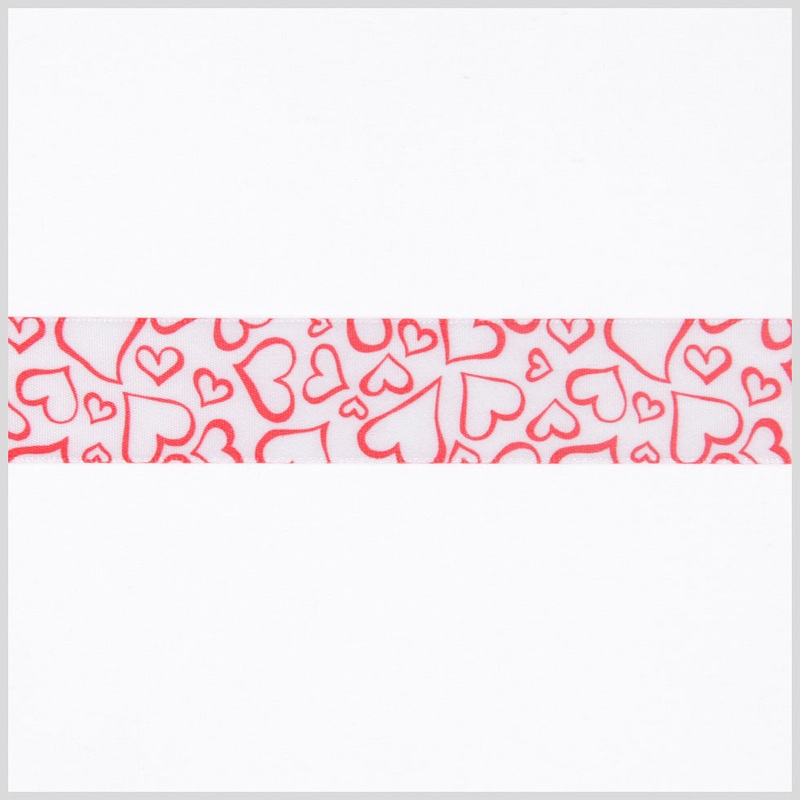 7/8″ White/Red Printed Satin Ribbon