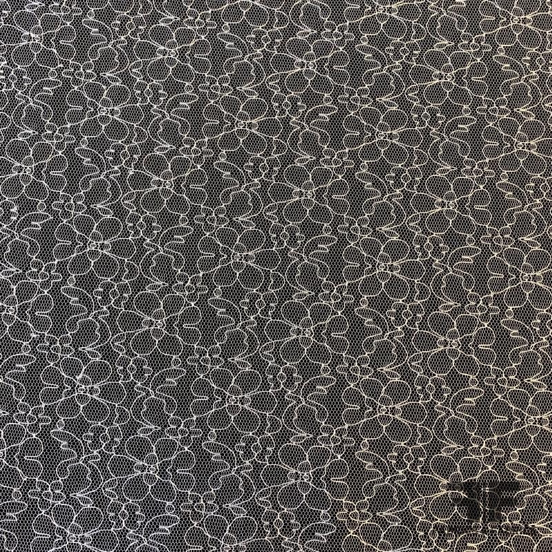 Floral Embroidered Tulle – White Fabric by the Yard