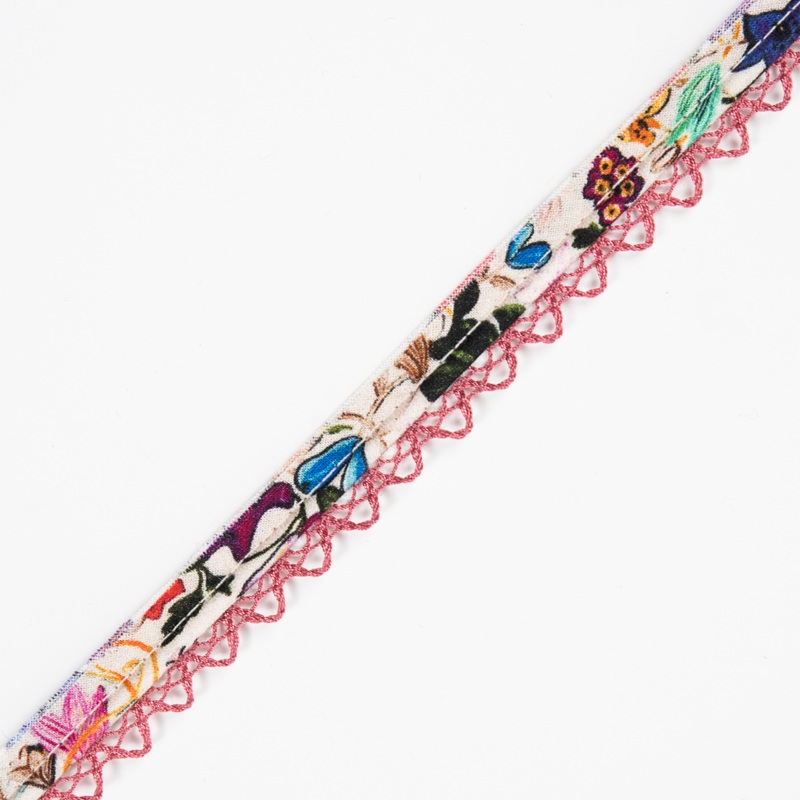 Floral Piping with Pink Lace Finish – 0.375″