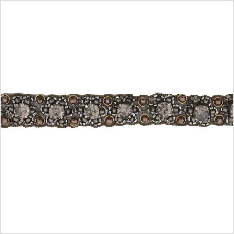 0.625″ Gunmetal Beaded Rhinestone Trim