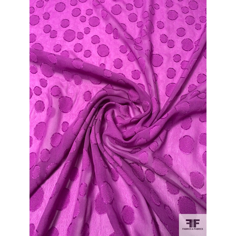 Circle Pattern Clip Silk Chiffon – Mardi Gras Purple Fabric by the Yard