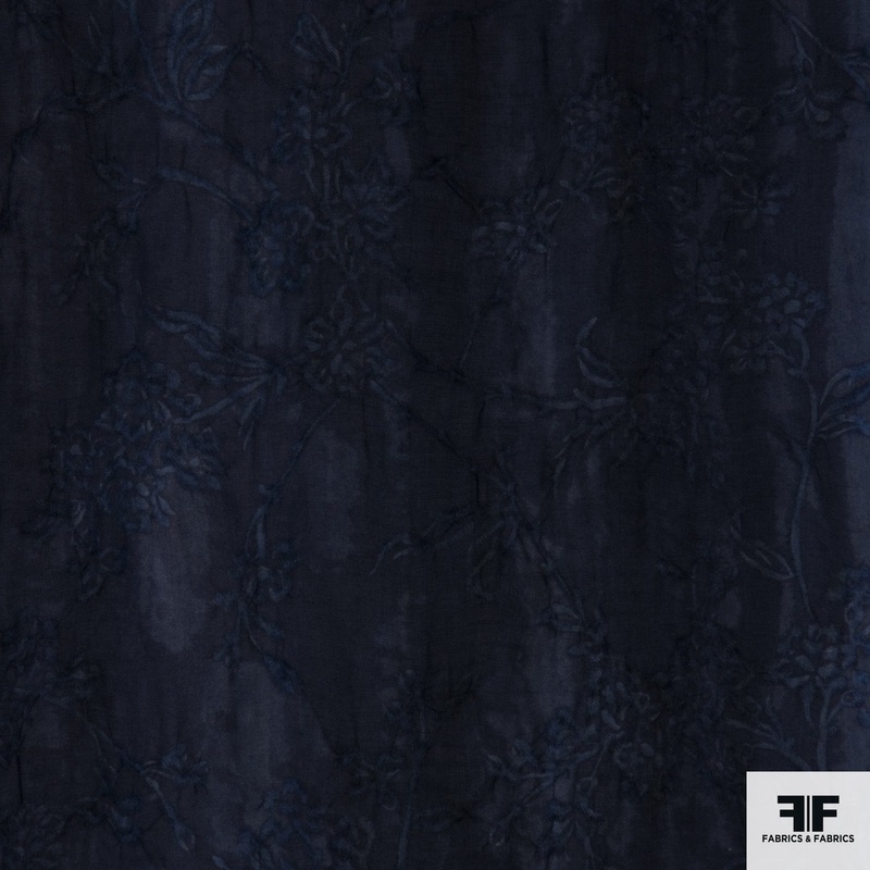 Floral Wool Gauze – Indigo Ombr Dyed Fabric by the Yard