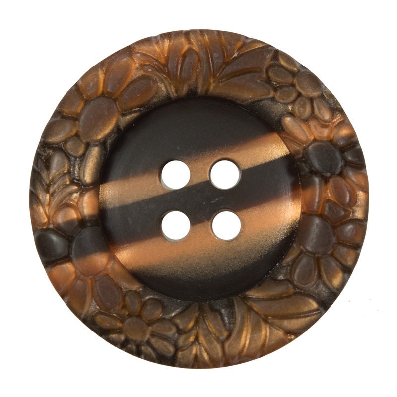 Italian Metallic Bronze Etched 4-Hole Button – 54L/34mm