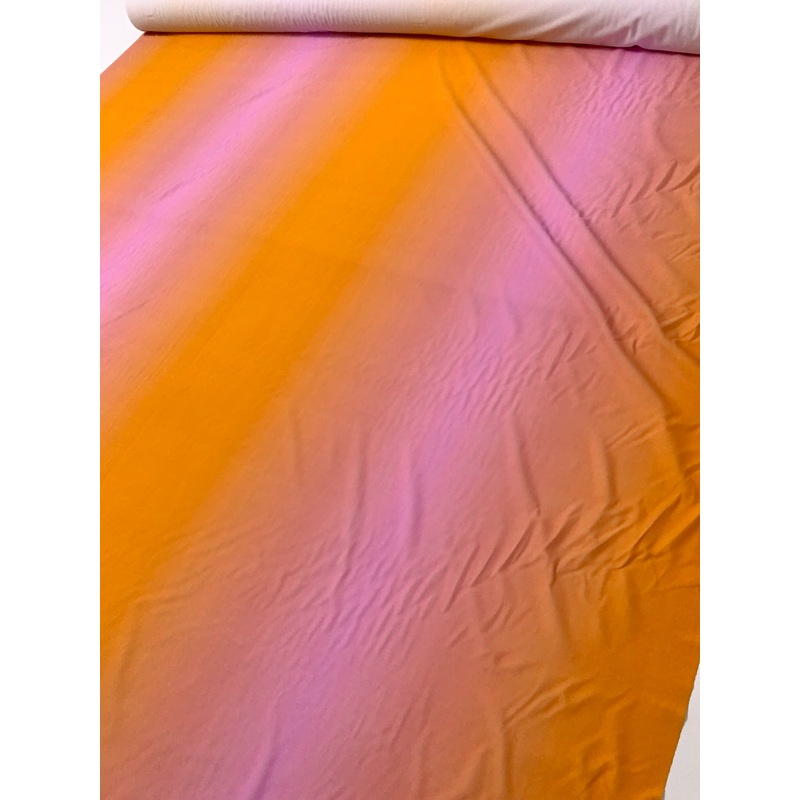 Italian Ombr Striped Printed Lycra Knit – Orange / Orchid Pink / Peach Fabric by the Yard