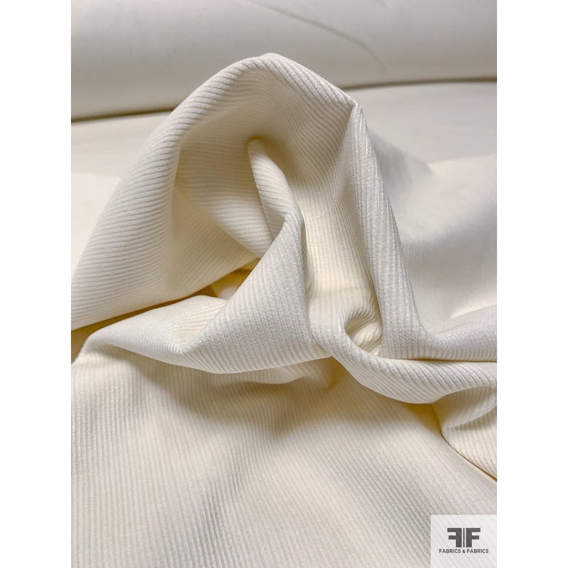 Solid Pinwale Cotton Corduroy – Off-White Fabric by the Yard
