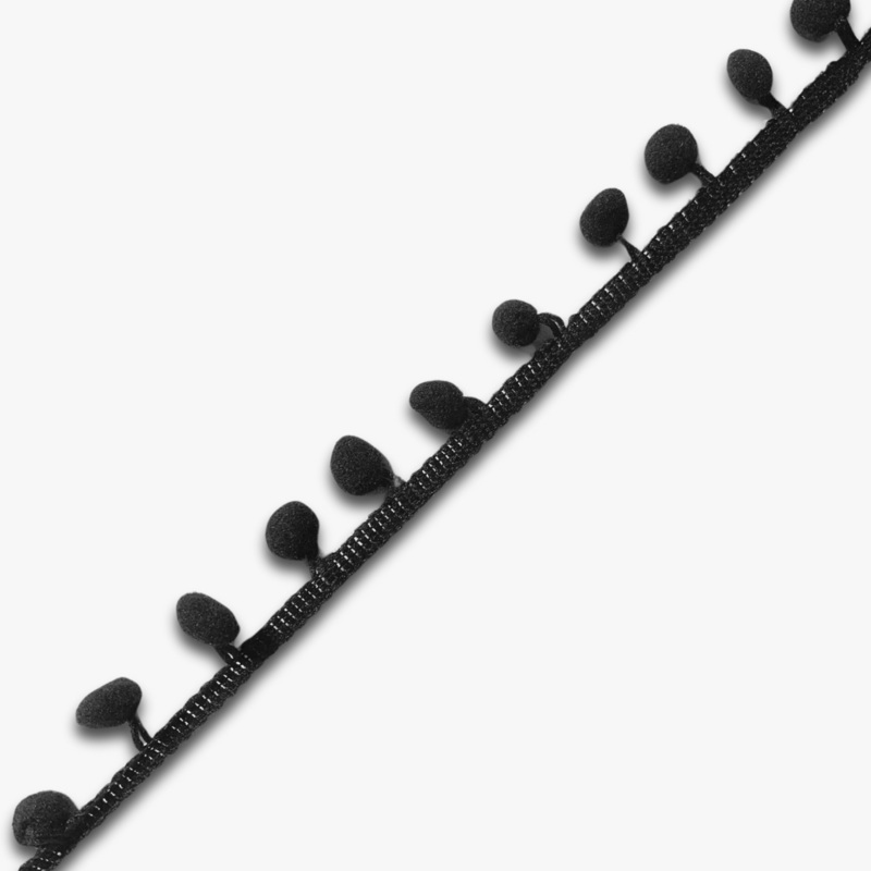 Pom Pom Lace – 12mm | Black (Per Met)