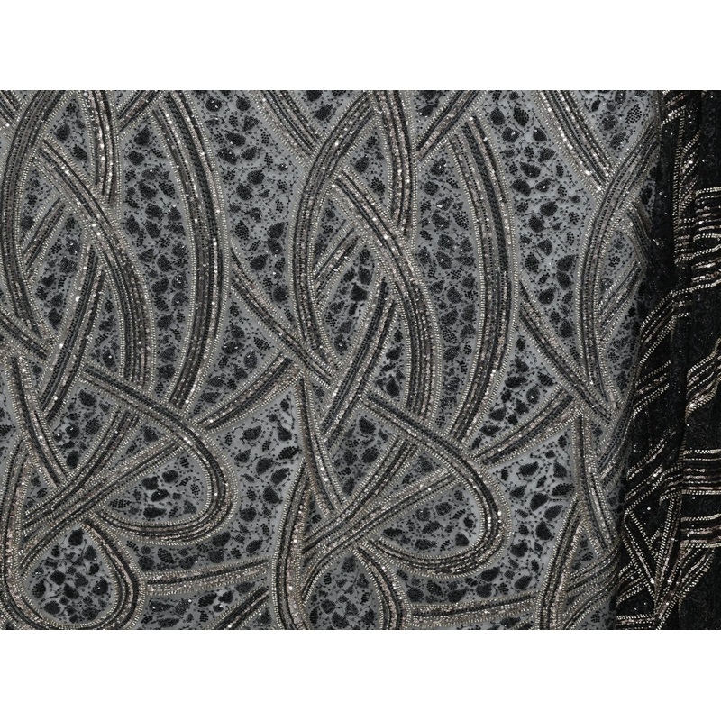 130cm Heavy embroidered Beaded Tulle BF749-1 BF749-1