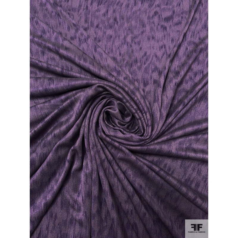 Hazy Wild Cat Printed Silk Jersey Knit – Purple Fabric by the Yard