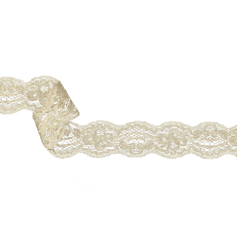 Ivory Shimmering Floral Stretch Lace – 1.625″