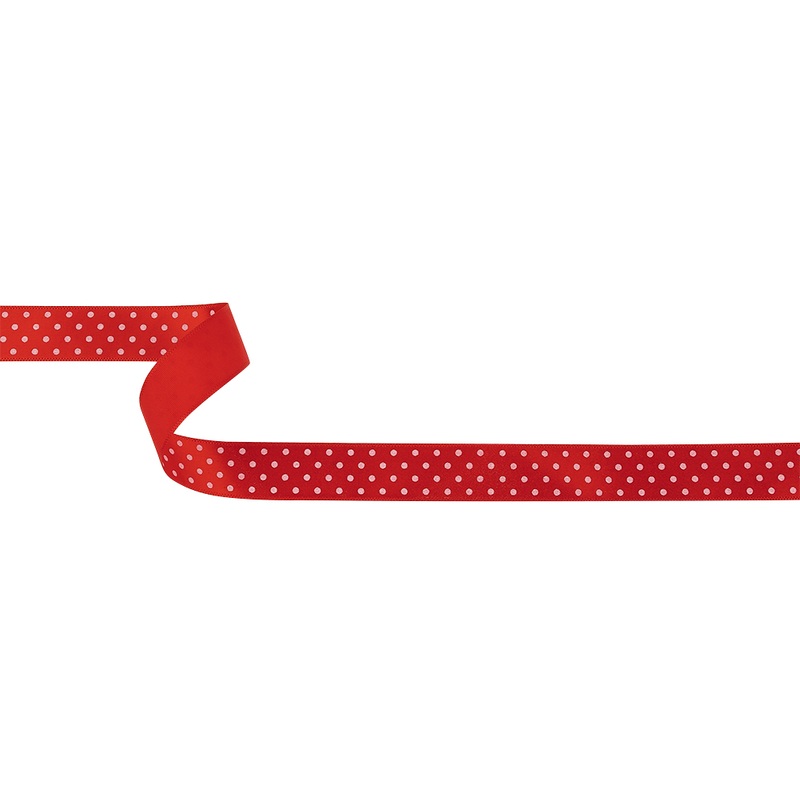 Red and White Polka Dots Satin Ribbon – 0.625″