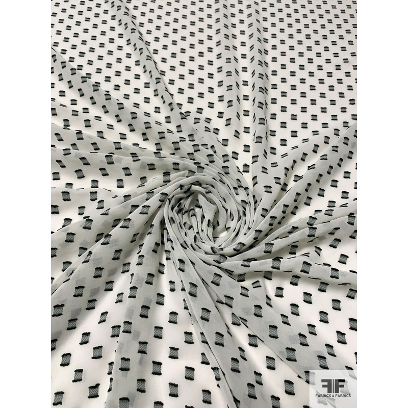 Square Clip Polyester Chiffon – Off-White / Black Fabric by the Yard