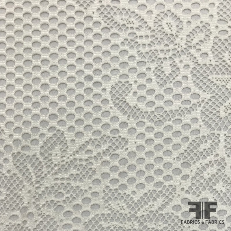 Stretch Floral Rayon Knit – White Fabric by the Yard