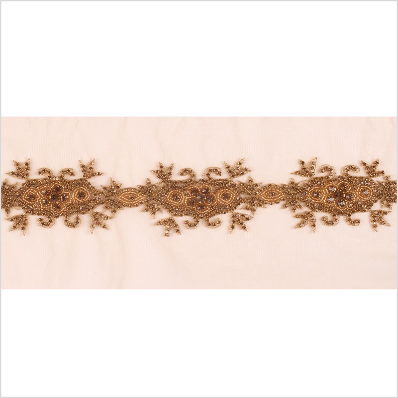 2.5″ Gold/Light Colorado Topaz Fancy Beaded Rhinestone Trim