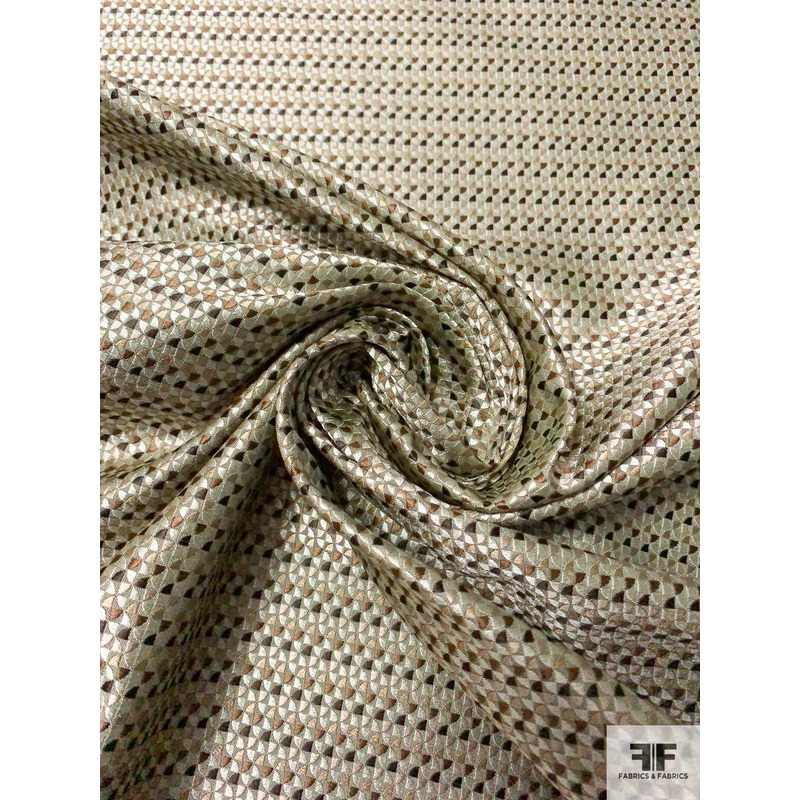 Ditsy Geometric Silk Necktie Jacquard Brocade – Earth Tones / Brown Fabric by the Yard